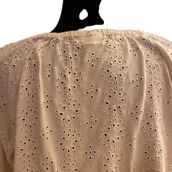 J. Jill White Eyelet Boho Prairie Top with 3/4 Sleeves Size Large - Picture 8 of 13